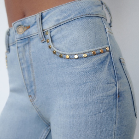 ZARA The Mid Waist Studded Skinny Jeans Size 6 BNWT - Picture 1 of 7
